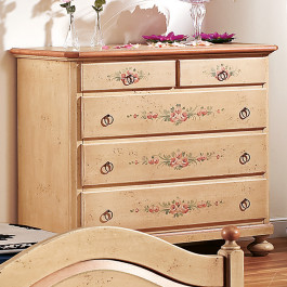 Comò laccato con decori floreali su due cassetti