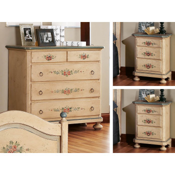 Gruppo notte decorato a mano con dettagli floreali