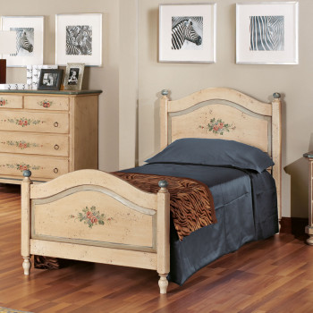 Letto singolo laccato e decorato in legno massello