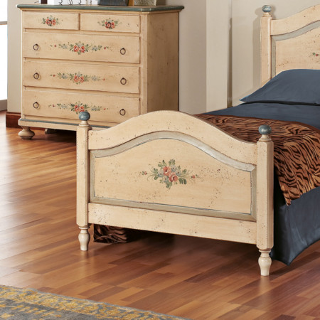 Letto singolo laccato avorio con decorazioni classiche
