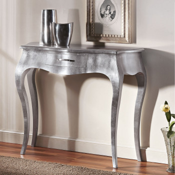 Consolle con foglia argento, dettaglio maniglia Swarovski