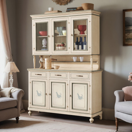 Credenza 3 ante con vetrina, interni visibili