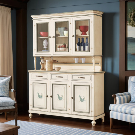 Credenza 3 ante con vetrina e decori pavoncella sarda