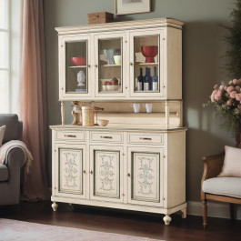 Credenza 3 ante con vetrina dettagli girasole