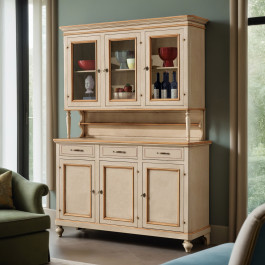 Credenza 3 porte e 3 cassetti, dettagli profili colorati