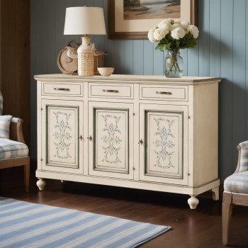 Credenza 3 porte e 3 cassetti, decorazioni shabby chic