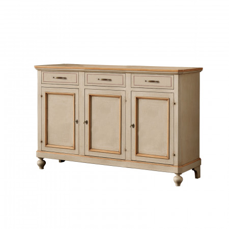 Credenza 3 porte e 3 cassetti, dettagli profili colorati