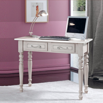 Scrittoio tortora e grigio anticato con gambe tornite