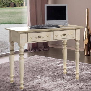 Scrittoio laccato e decorato a mano con gambe tornite