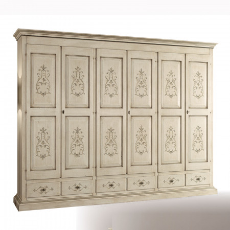 Armadio 6 ante smontabile decorato, legno pioppo