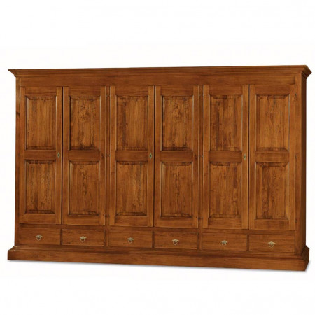 Armadio 6 ante smontabile decorato in legno massello