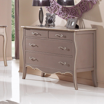 Comò classico laccato con 4 cassetti, dettaglio profilo