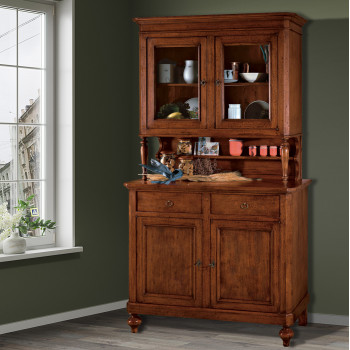 Credenza classica in legno massello con ante in vetro