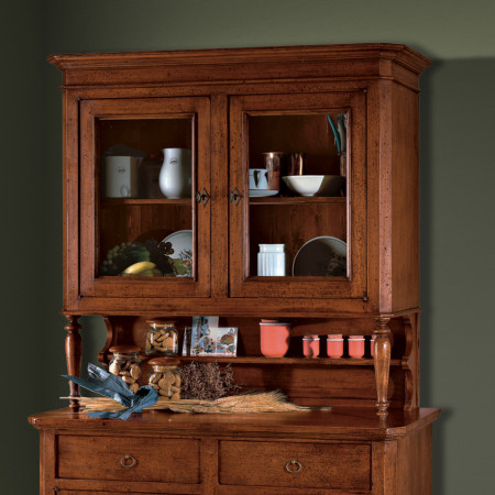 Credenza classica in legno massello con ante in vetro