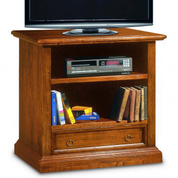 Porta tv con 1 cassetto e due vani a giorno in legno