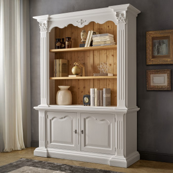 Libreria classica intagliata 2 ante con capitelli floreali