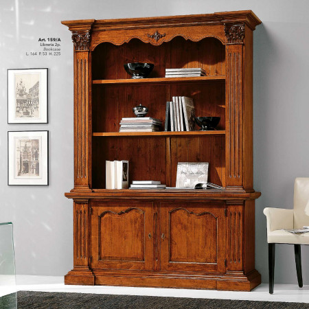 Libreria classica intagliata 2 ante con capitelli floreali