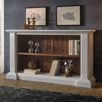 Libreria classica in legno a giorno con capitelli lisci