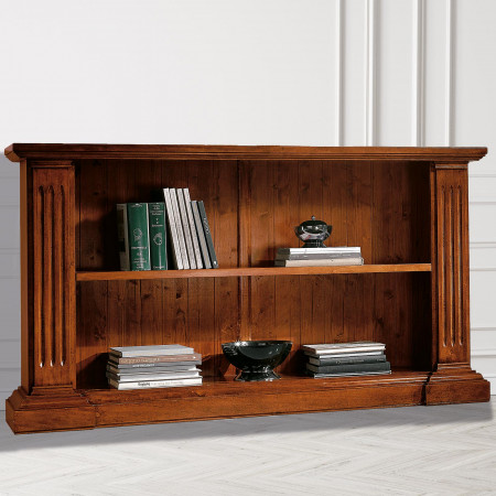 Libreria classica in legno a giorno con capitelli lisci