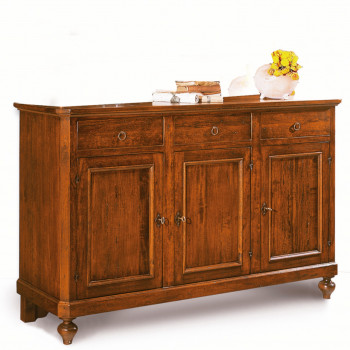 Credenza 3 ante 3 cassetti legno massello dettaglio cornice