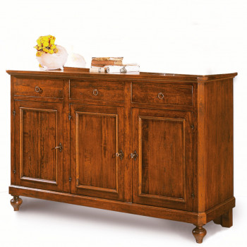 Credenza classica 3 porte 3 cassetti con dettagli in legno