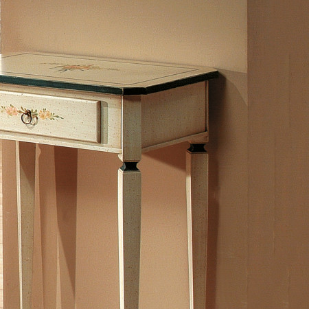Porta telefono 1 cassetto in legno, dettaglio gambe piramide