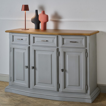 Credenzina con bugne 3 ante e 3 cassetti in legno