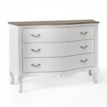 Comò classico sagomato con 3 cassetti, gambe curve