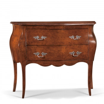 Comò classico bombato 2 cassetti, dettaglio delle maniglie