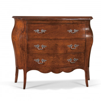 Comò bombato con tre cassetti in legno massello