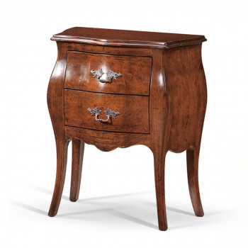 Comodino 2 cassetti in legno multistrati, dettaglio frontale