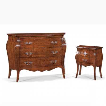Comodino 2 cassetti in legno multistrati, dettaglio gambe