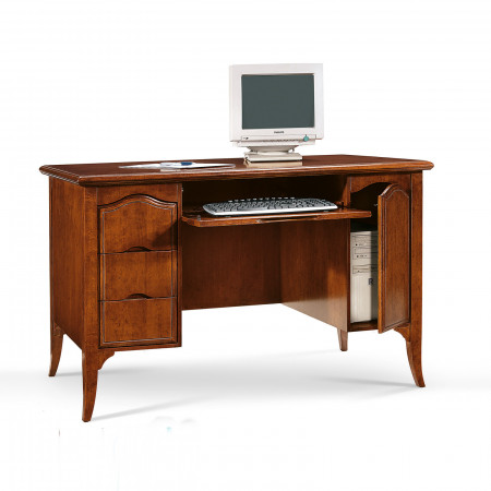 Scrivania con porta PC 3 cassetti, dettaglio legno