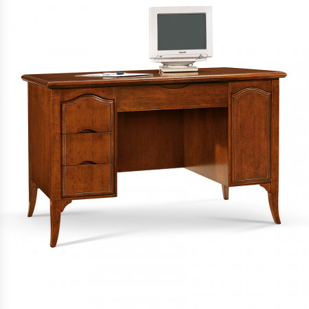 Scrivania con porta PC 3 cassetti, legno massello