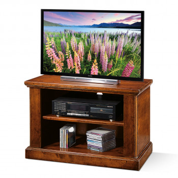 Porta TV con ruote e due vani, legno massello
