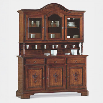 Credenza intagliata con alzata 3 ante, dettaglio motivo a spighe