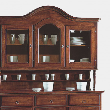Credenza intagliata con alzata, dettaglio vetrina