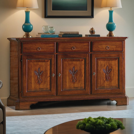 Credenza intagliata con 3 ante 3 cassetti