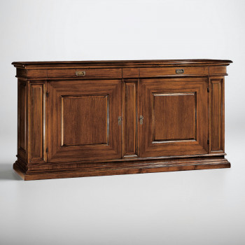 Credenza in legno massello di pioppo con bugne centrali