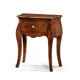 Comodino 2 cassetti in legno multistrati accanto a fiori bianchi