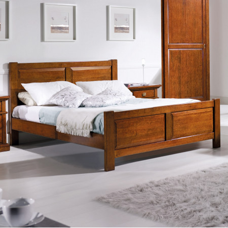 Letto due piazze classico in legno massello di pioppo