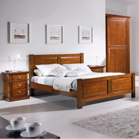 Letto due piazze classico in legno con testata diamantata