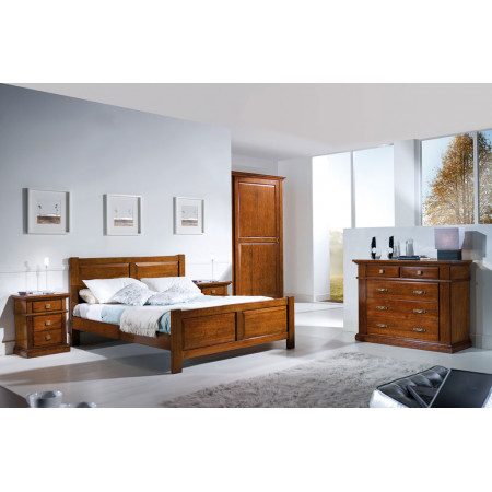 Letto due piazze classico in legno con bugne diamantate