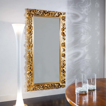 Specchiera con foglia oro, cornice lavorata barocca
