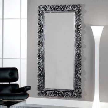 Specchiera foglia argento invecchiata con cornice lavorata