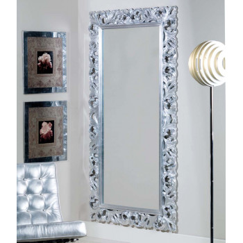 Specchiera foglia argento con cornice barocca dettagliata