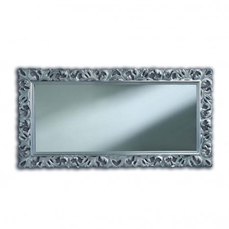 Dettaglio cornice specchiera in foglia argento, stile barocco
