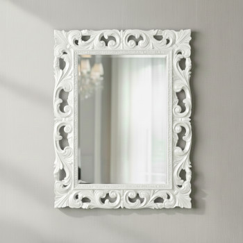 Specchiera bianco lucido con cornice barocca lavorata