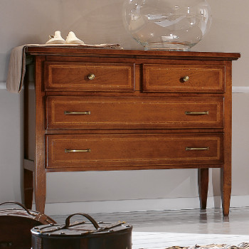 Comò 4 cassetti con filetti, intarsi in acero