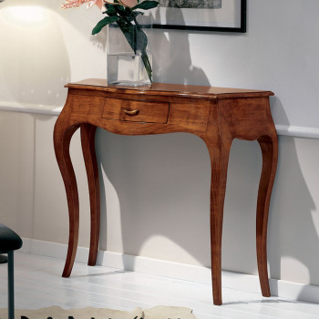 Consolle sagomata 1 cassetto, dettaglio gambe curve